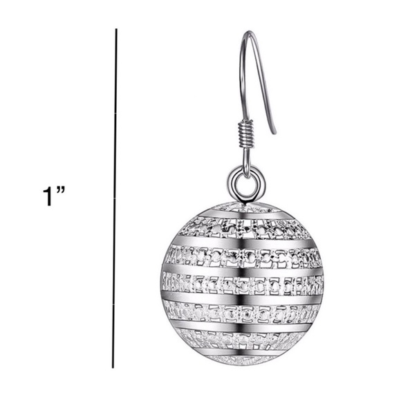 925 Stamped Half Sphere Earrings - Picture 5 of 5